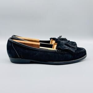 Cole Haan Shoes Men 9 Black Suede Tassel Loafers Slip On Comfort Classic Vintage